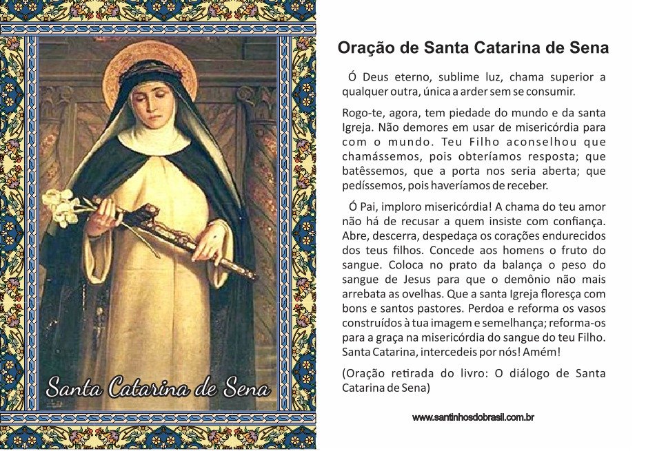 Santinhos Santa Catarina de Sena PE (Oração no Verso) - 7x10 cm