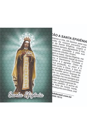 Folheto Santinho Santa Efigênia Oração 7x10